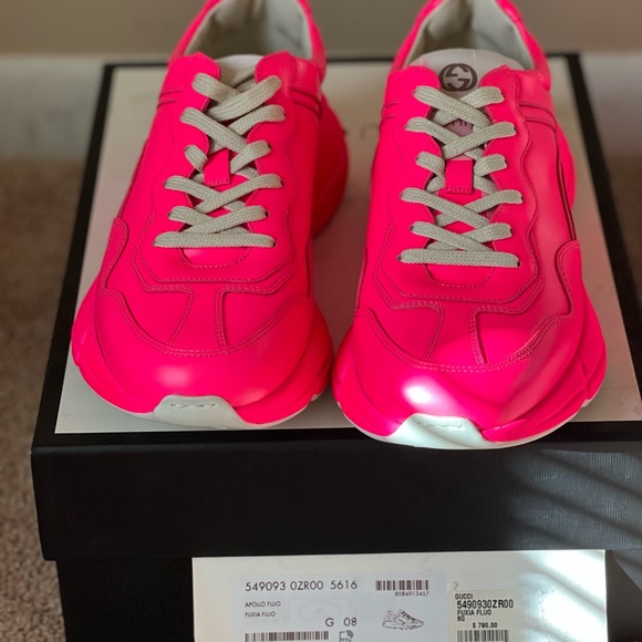Gucci Fushia Used Rhyton Fluorescent Pink Sneakers - Picture 3 of 3